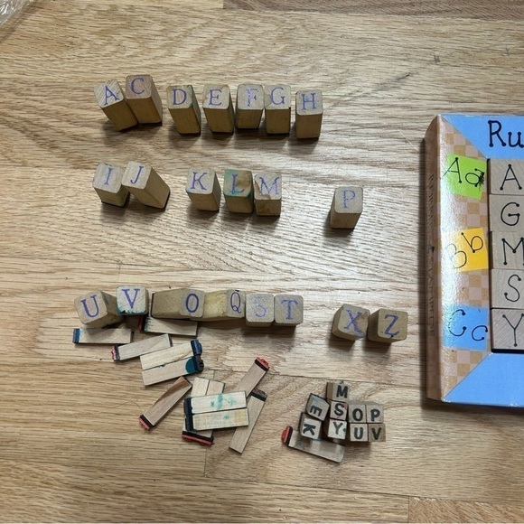 Vintage Rubber Stamps Lot Alphabet Letters Craft Art Card Making Wooden - Picture 2 of 4